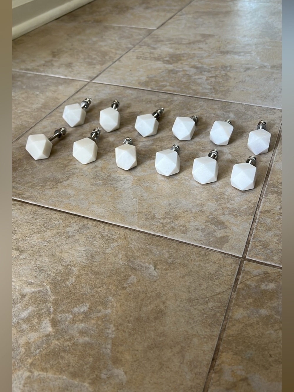 Marble geometric drawer knobs set of 12